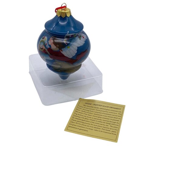 Angel hand painted glass Christmas tree ornament reverse painted turnip shape - Picture 3 of 8